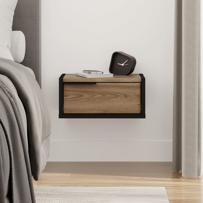Hanah Home Mesita de Noche Moderna Madera Negra y Oud
